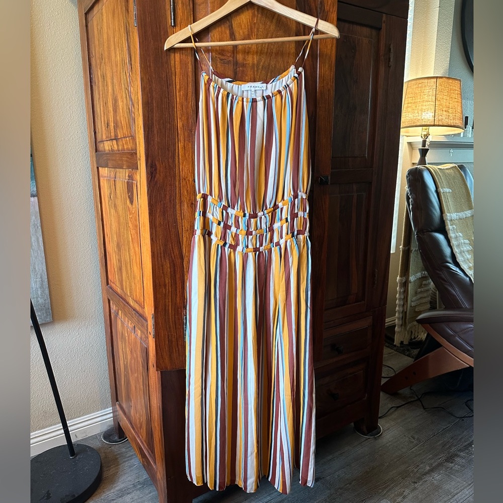 FRAME midi striped silk dress (S/P)